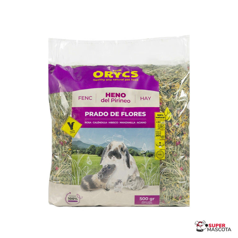 Mini Orycs heno con flores 500 g
