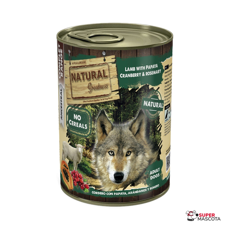 Natural Greatness lata Cordero y Papaya 400 g