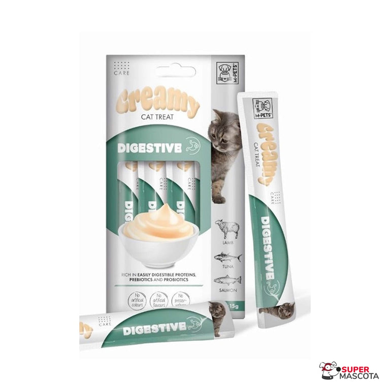 Mpets Creamy Digestive cordero, atún y salmón 4 x 15 g