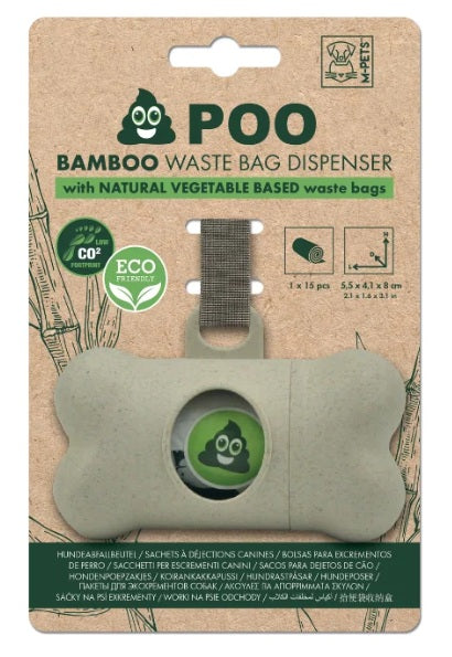 Dispensador Bambú de bolsas para caca